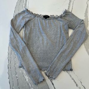 Off the Shoulder Grey Crop Top